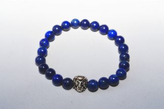 Armband lapiz lazuli 8mm met leeuwenkop kraal